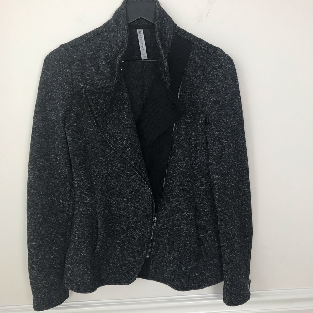 Fabletics Calypso Jacket Tweed Asymmetrical Zip Xs - image 2